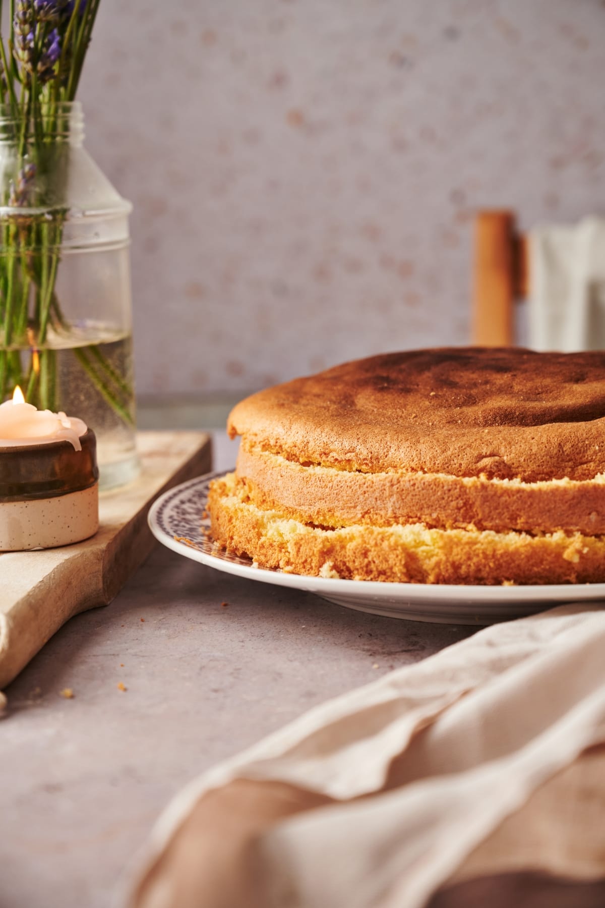 Rustic Italian Spongecake with Creamy Cheesecake Filling - Dine and Dish